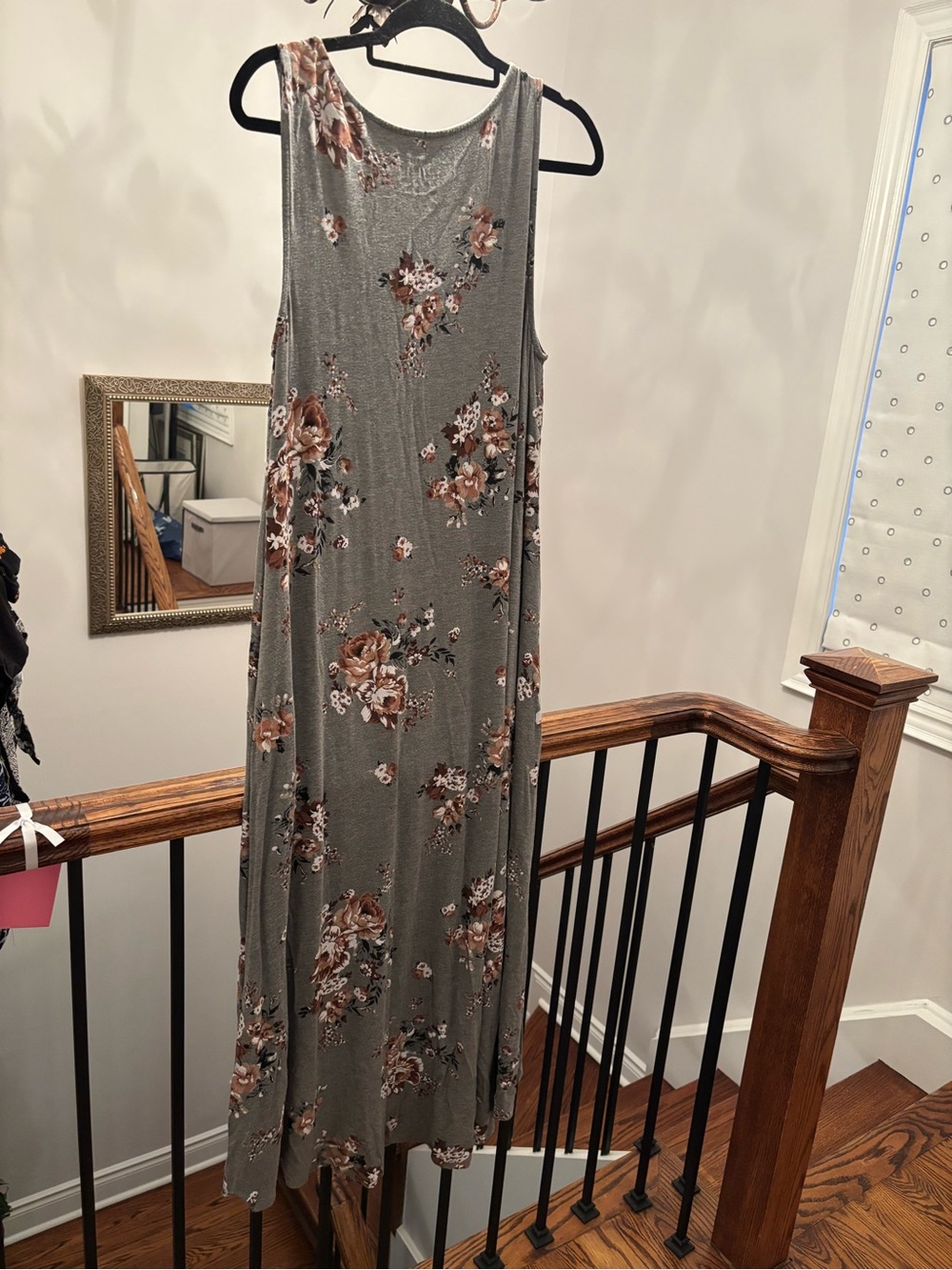 Torrid Gray Floral Sleeveless Maxi Dress in size 1X, asymmetrical front hem